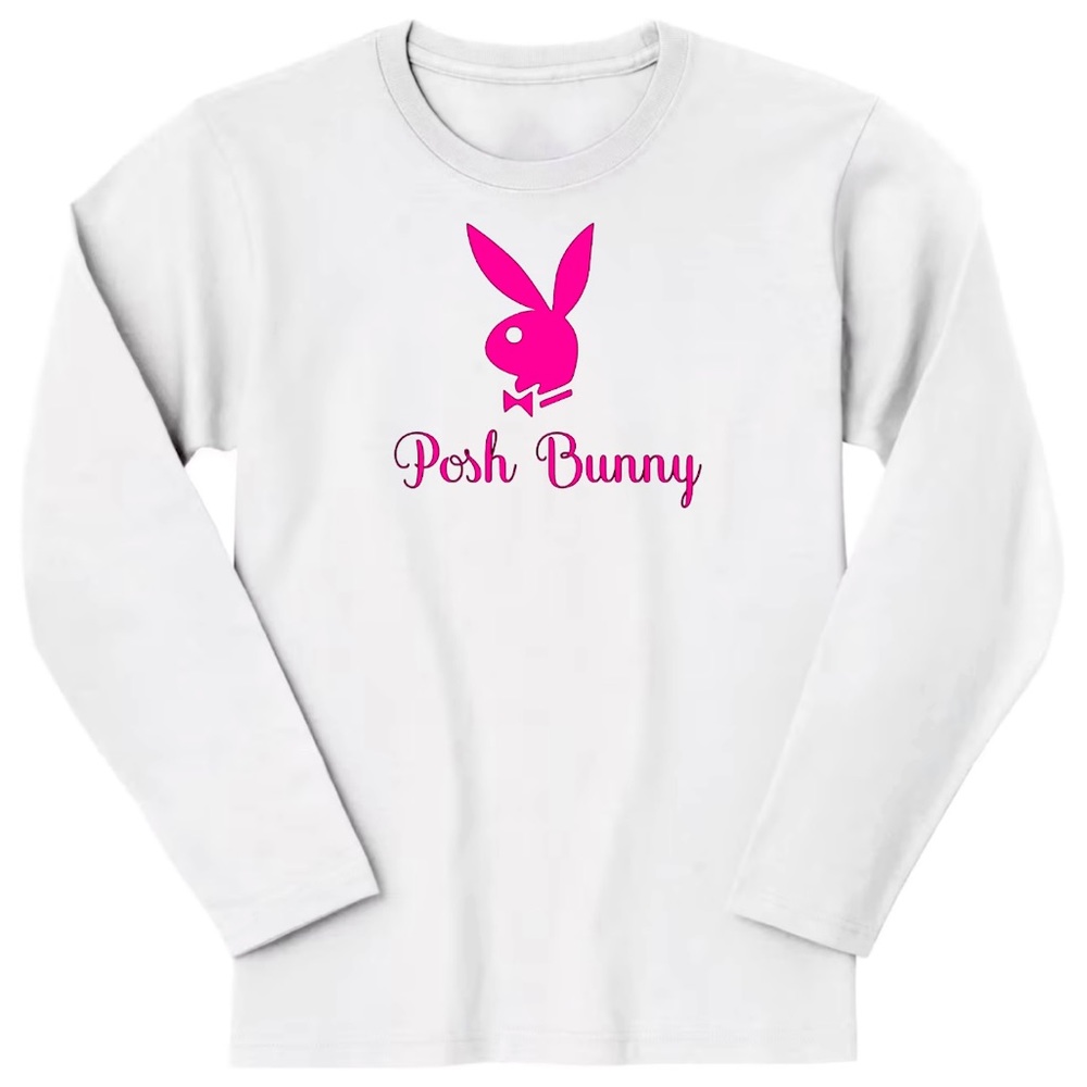 NEW - Custom - Posh Bunny-  Womens Long Sleeve Shirt - Adult M